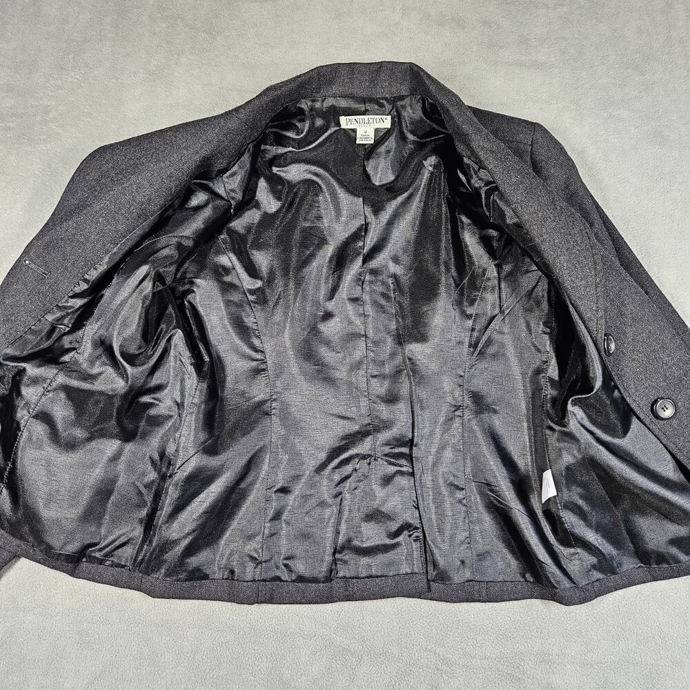Vintage Pendleton Wool Blazer Womens 8P Dark Gray Jacket Petite Career Old Money - Picture 7 of 14